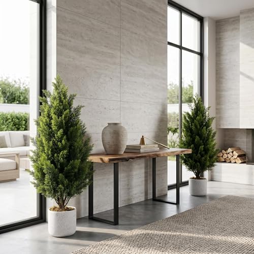 GAOMON 3FT Artificial Cedar Topiary Trees Set of 2, with Planter