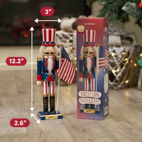 THE TWIDDLERS 250th Anniversary USA Wooden Nutcracker 12 Inch - American Flag Decorative Christmas Nutcracker Figures Uncle Sam - Christmas Ornament Holiday Decor