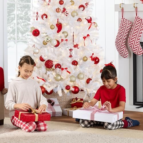 Best Choice Products 6ft White Christmas Tree Pre-Lit w/Twinkling Lights Artificial Pine Tree Premium Holiday Decoration 250 Warm White Lights, 947 Branch Tips, Metal Stand