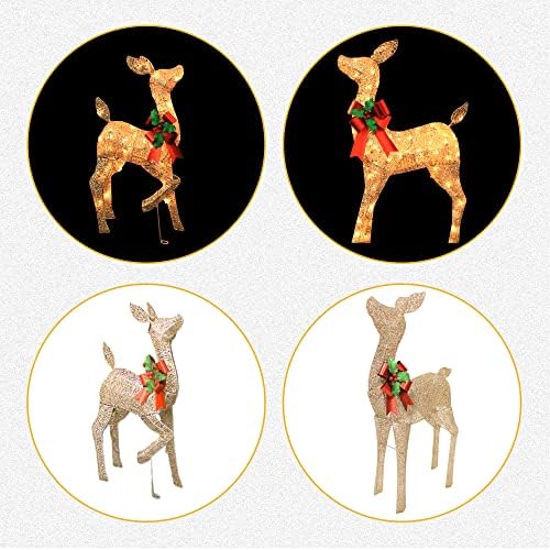38in Christmas Deer Set Decoration 2pc Deers, Lighted up Reindeer Decor