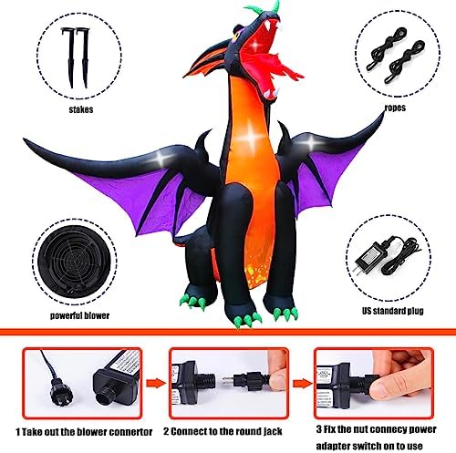 SEASONBLOW 12FT Halloween Inflatable Fire & Ice Dragon Outdoor Decoration