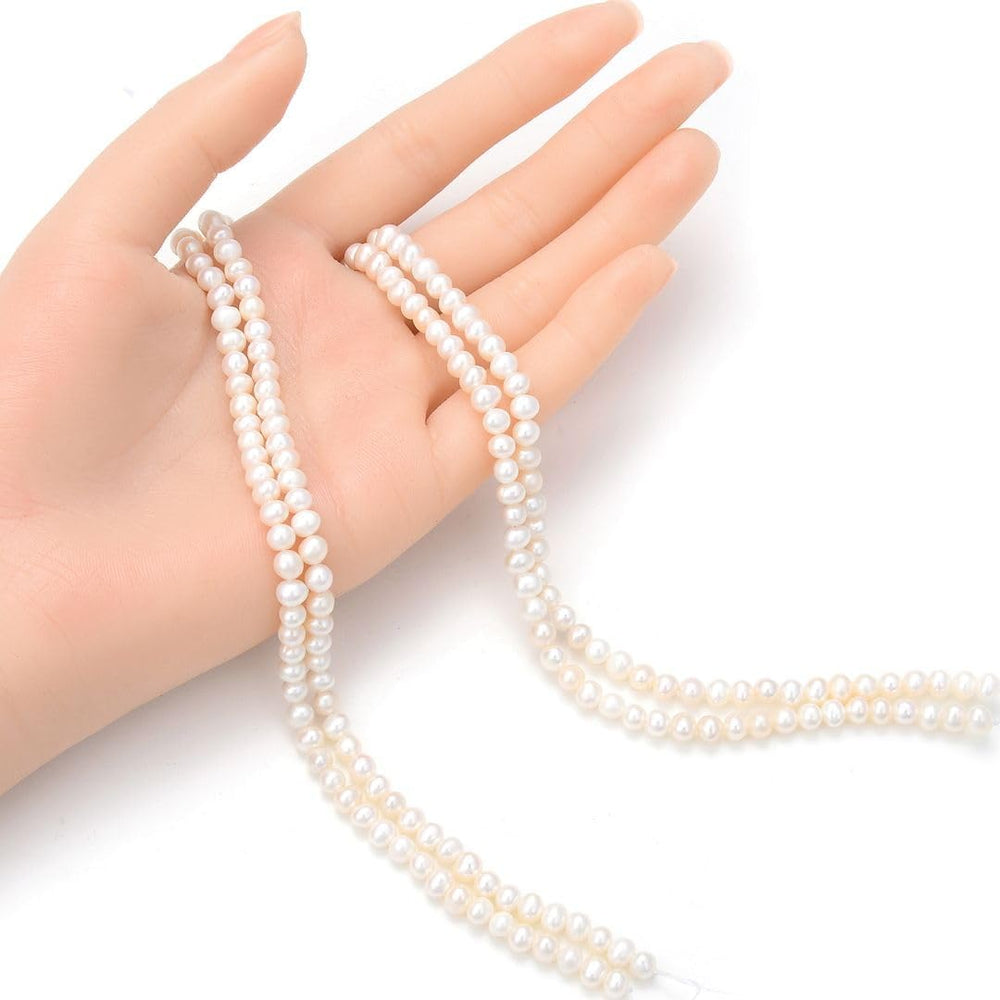 Adabele 28 Inch Real Natural AAA High Luster Fairly Round Pearl Beads 4-5mm
