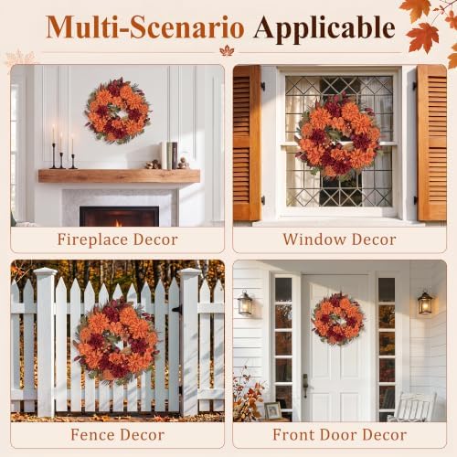 Artgar Fall Wreaths for Front Door - 24 Inch Fall Decor Floral Wreath