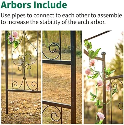 92'' H x 44'' W Garden Arch Arbor Trellis for Outdoor, Trellis Plants Support with Metal Durable Iron Use for Climbing Plants w/Decorative Wire Lattice - Black