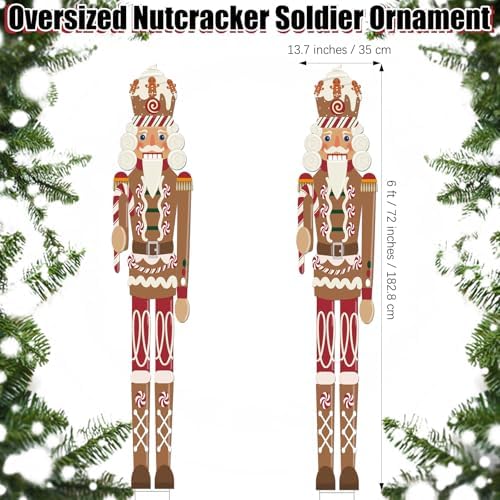 GlikCeil 2pcs 6ft Large Gingerbread Christmas Nutcracker Outdoor Decoration