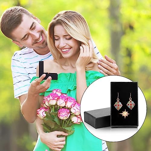 Batiyeer 96 Pcs Black Cardboard Jewelry Boxes with Lids, 3.2 x 2 x 1 Inch
