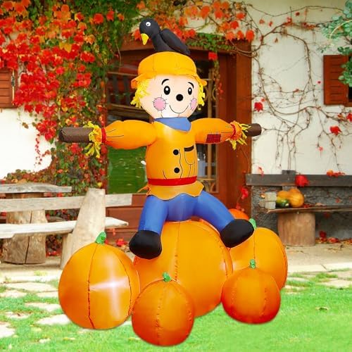 Joliyoou 5FT Fall Day Inflatable Decoration, Lighted Air Blown