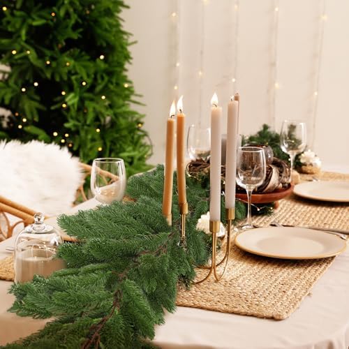 Lyrow 2 Pcs 12 ft Deluxe Thick Christmas Pine Garland Faux Greenery Garland
