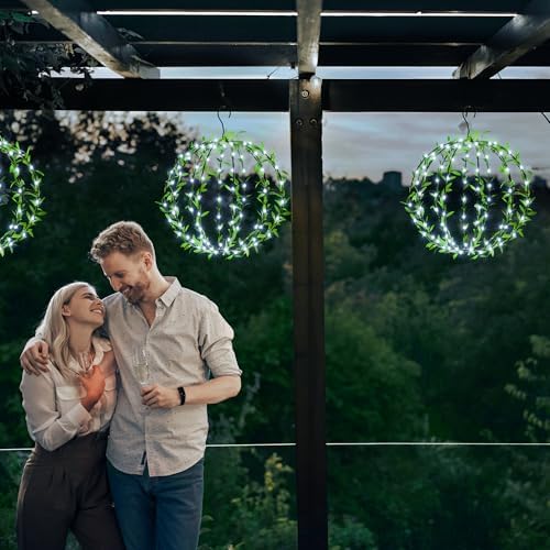 Joomer Solar Ball Lights Outdoor, 2-Pack 13in & 11in Total 264 LED, White