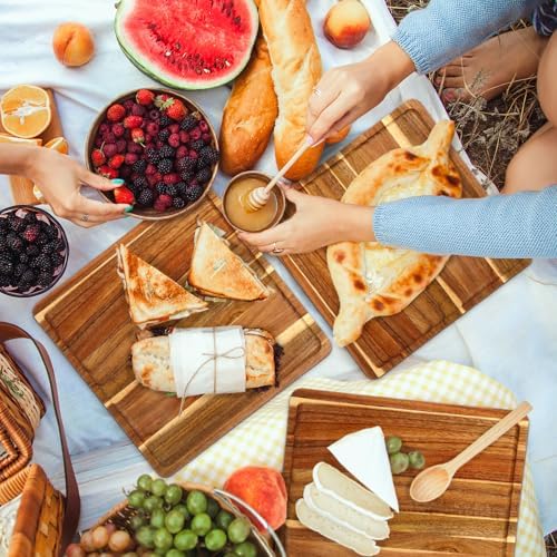 Roshtia 12 Pcs Wooden Plates Square Acacia Wood Charcuterie Board,12 Inch
