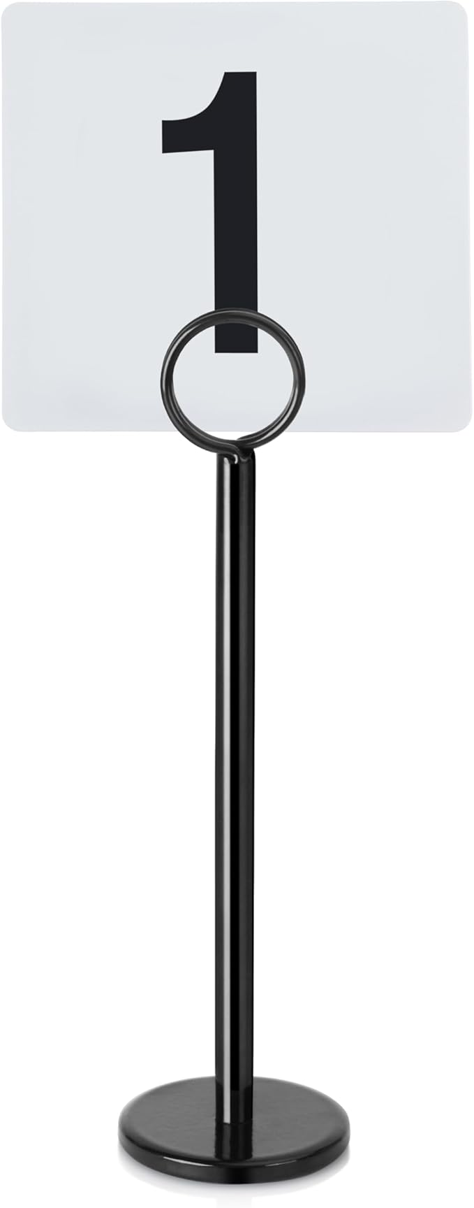 New Star Foodservice 27693 Ring Clip Table Number Card Holders, w/Number Cards, 1 to 24, Set of 24, 8-Inch, Black Stand