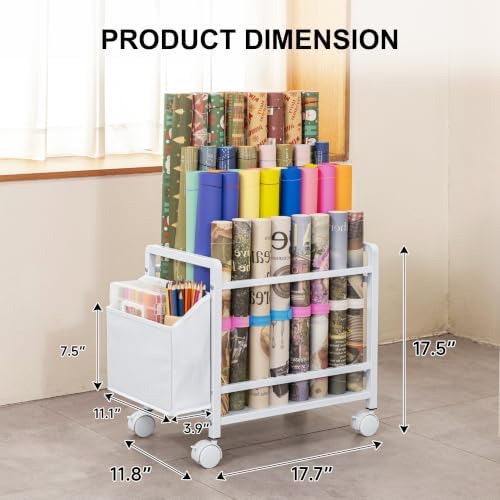 Aquzee Wrapping Paper Storage, Blueprint Holder, 6 Adjustable Rod Design