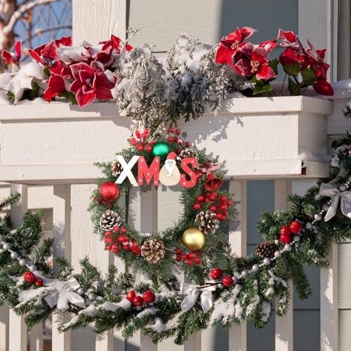 Zeyune 8 Pcs 14" Christmas DIY Green Wreath Artificial Faux Wreath, Fresh
