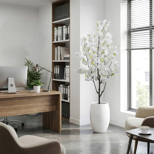 Indoor Cherry Blossoms Tree White Artificial Cherry Blossom Tree 6FT Faux Bedroom Trees for Home Christmas New Year Decor