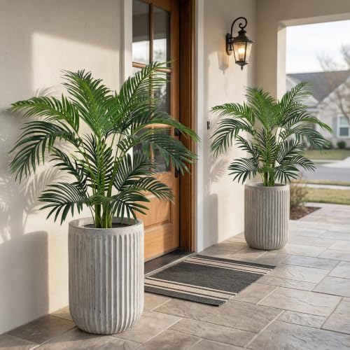 4ft 2-Pack Artificial Palm Tree Plants, 47in Fake Cane Areca Palm Trees