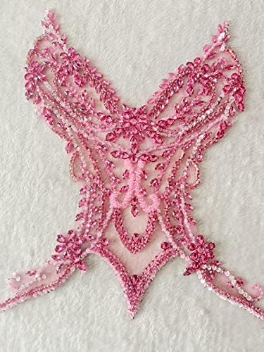 Handmade Rhinestones lace Applique sew on Beads Sequins Trim Patches Accessor...