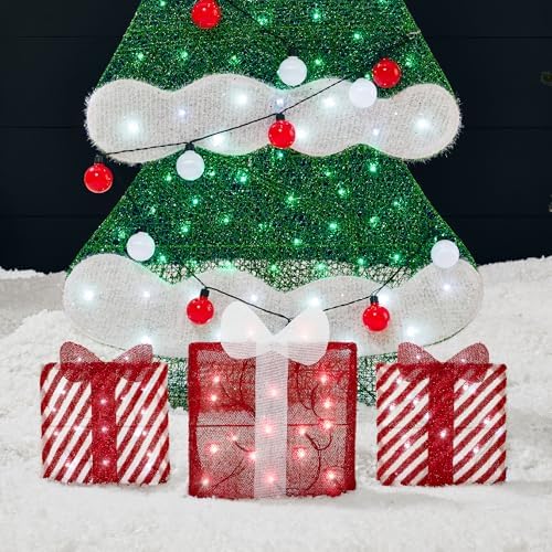 Best Choice Products 6ft Lighted 2D Christmas Tree Outdoor Décor, Large Holiday Yard Decoration w/ 170 Twinkling LED Lights, Storage Bag - Red