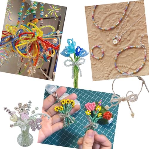 EuTengHao 81600pcs Glass Seed Beads Craft Beads 6/0,8/0,12/0 Multi-Size for DIY Bracelet Necklaces Crafting Jewelry Making Supplies with Beading Needles Elastic Strings (144 Colors, 2mm&3mm&4mm)