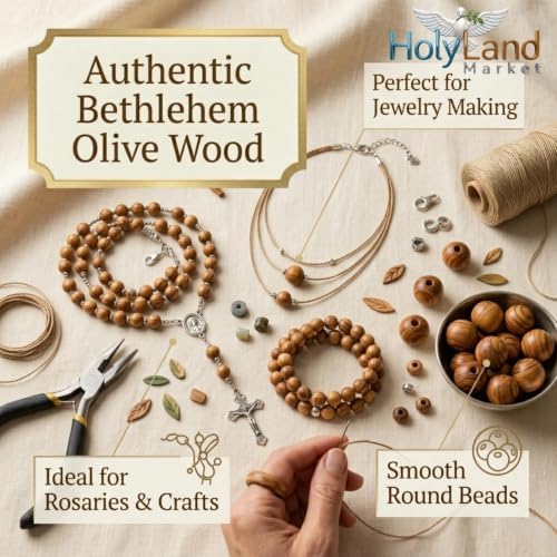 Holy Land Market Olive Wood Beads 10mm, 1000 Piece Bag, Bethlehem