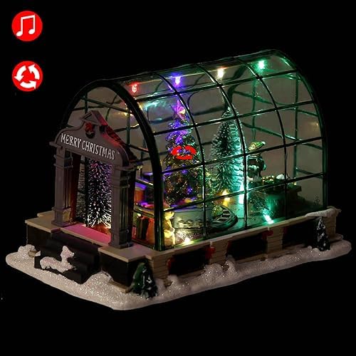 innodept12 Animated Lighted Christmas Village Greenhouse