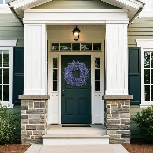 26" Artificial Lavender Eucalyptus Wreath for Front Door Decor(Purple)