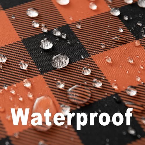 Waterproof Plaid Tablecloth Fabric - Round 108 Inch Classic Gingham Checker T...