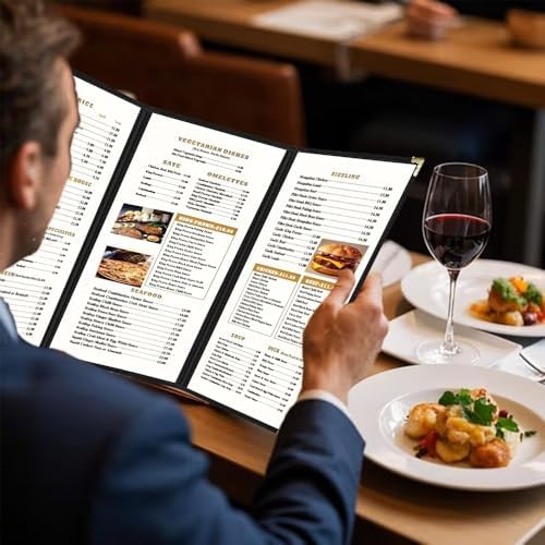 goodsmart restaurant menu covers – 25 pack black, front angle view