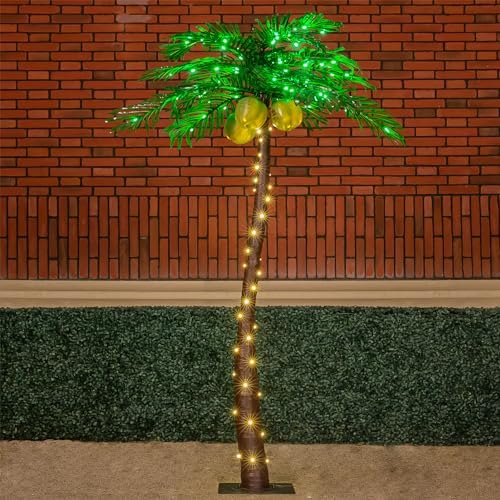 TYBEEU 5ft Lighted Palm Tree with 136 LED Lights & Glowing Coconuts