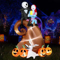 6FT Halloween Outdoor inflatables Decorations - Blow Up Hill Skeleton Couple with Pumpkin Decor with LED Lights,Yard Halloween Party Decorations