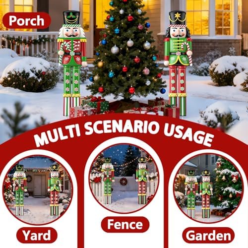 2 Pcs Christmas Nutcracker Outdoor Decor 32'' Soldier Stakes Yard Signs