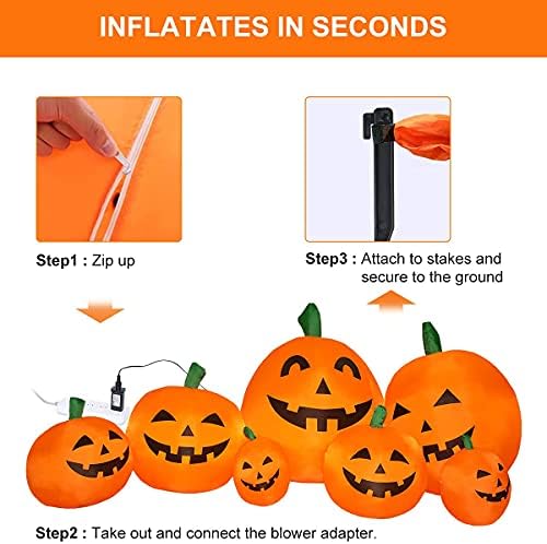 7.5 FT Inflatable Pumpkin Halloween Decorations, Halloween Blow Up Yard Decoration Clearance with LED Lights Built-in Front Yard, Porch, Lawm or Halloween Party Indoor Outdoor