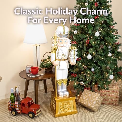 Sunnydaze 4ft Pierre the Fleur-de-Lis Christmas Nutcracker Statue, Resin