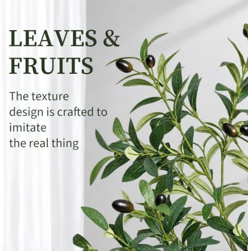 Olive Trees Artificial Indoor, 5FT Tall Faux Olive Tree with Planter