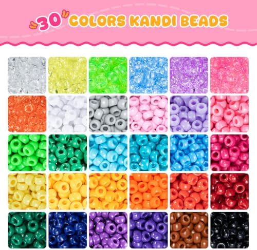 Simetufy 10000Pcs Pony Beads Bulk 30 Colors for Rave Kandi Bracelet Making