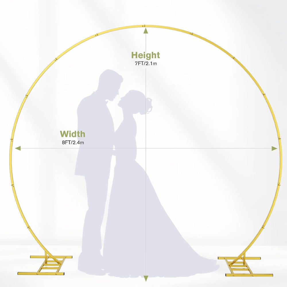 EMART Round Backdrop Stand 8FT Gold Balloon Arch Stand Metal Circle Arch