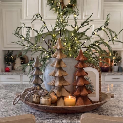Newwiee 3 Pcs Christmas Velvet Trees Velvet Tabletop,Brown, Gray
