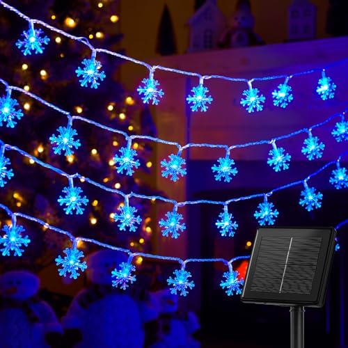 brightown solar christmas snowflake string lights, 72ft 200, package contents