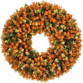 Fall Wreaths for Front Door, 24 Inch Faux Boxwood Wreath, Terracotta & Sage