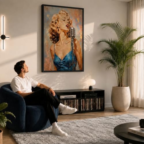 Canvas Floater Frame for 1”–1.25”Deep Gallery Wrapped Canvas, Wood-Look Floating Frame Wall Artwork for Oil Paintings, Gallery Bedroom, Living Room, Studio, Made in USA (Black,12x16)