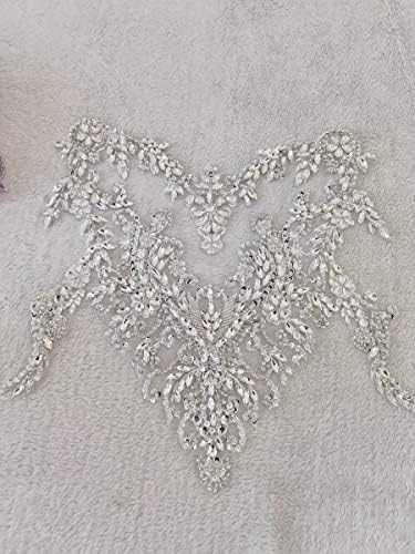 Handmade Rhinestones lace Applique handsewing Beads Sequins Trimming Patches ...