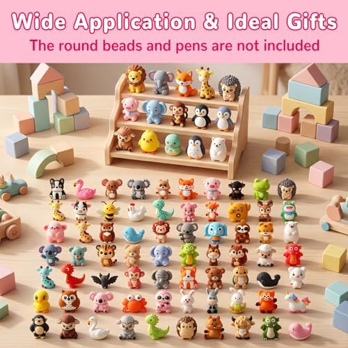 90 Pcs 3D Animals Silicone Focal Beads Bulk for Pens, Keychain Making