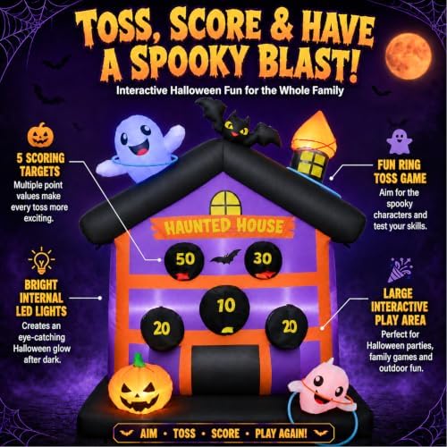 4.8 FT Halloween Inflatables Outdoor Haunted House Toss Game Yard Decor
