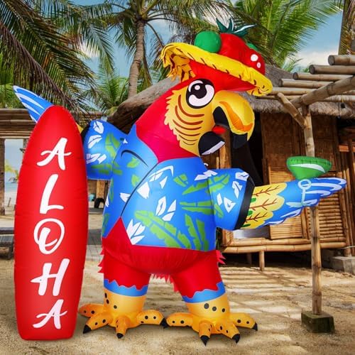 Leyndo 6.56x7.55ft Inflatable Parrot Decorations with LED Lights, Large