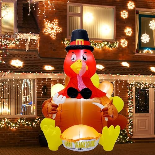 6FT Thanksgiving Inflatable Turkey Decoration, Blow up Turkey Inflatable
