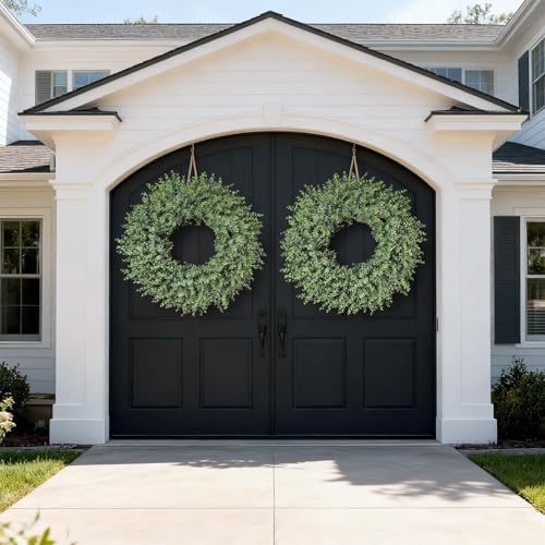 32'' Artificial Eucalyptus Wreath with Seeds for Front Door Decor(Green)