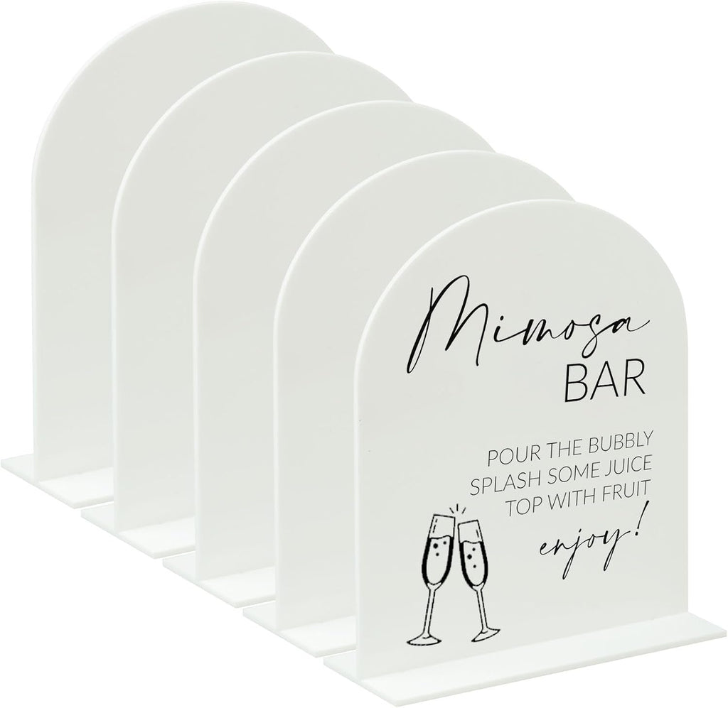 8x10 Inch White Arch Acrylic Sign with Stand | 5 Pack Blank White Acrylic Arch Sign with Base for DIY Wedding Table Numbers, Arched Wedding Signage, Events& Parties (8x10 Inch)