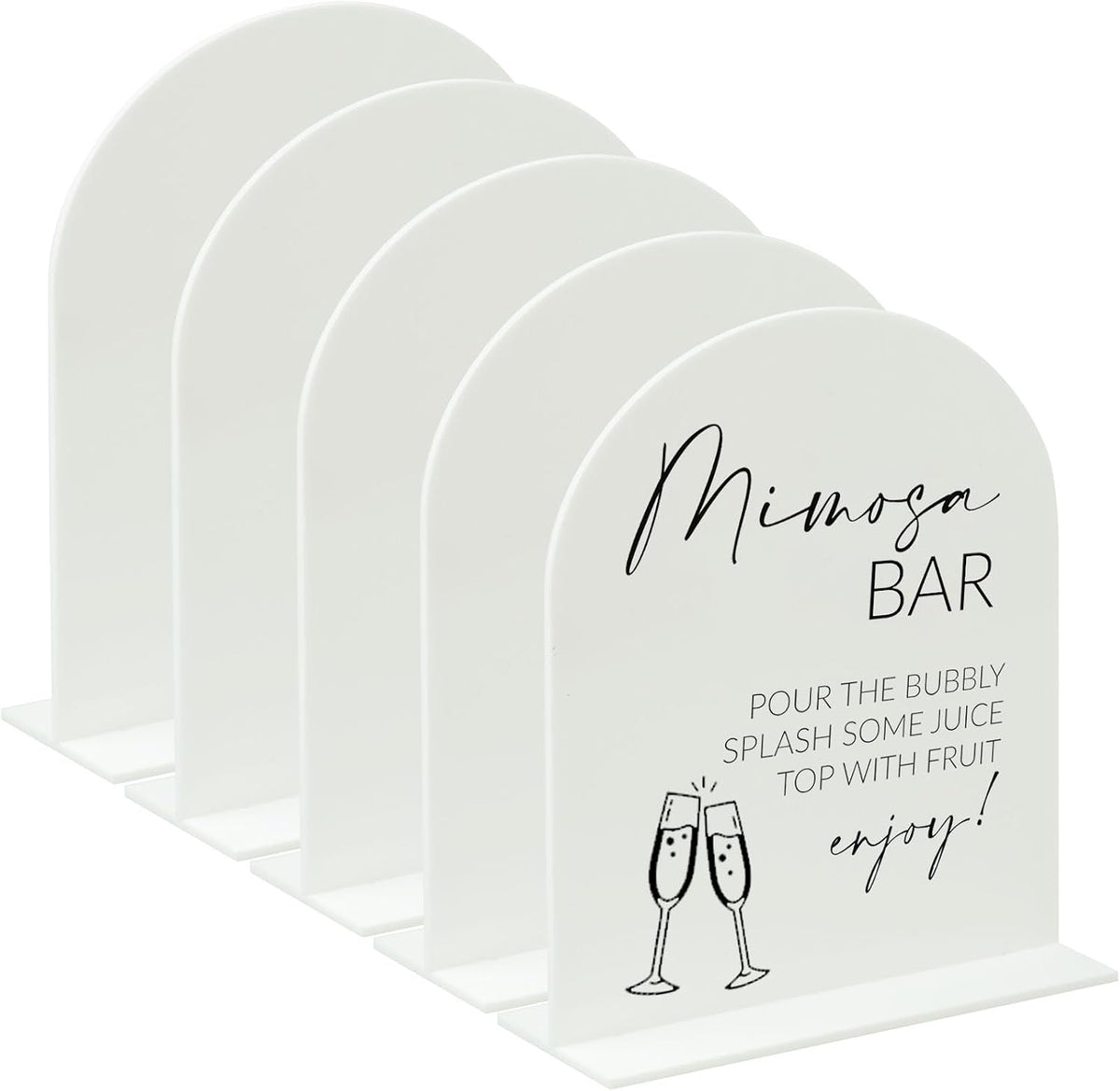 8x10 Inch White Arch Acrylic Sign with Stand | 5 Pack Blank White Acrylic Arch Sign with Base for DIY Wedding Table Numbers, Arched Wedding Signage, Events& Parties (8x10 Inch)