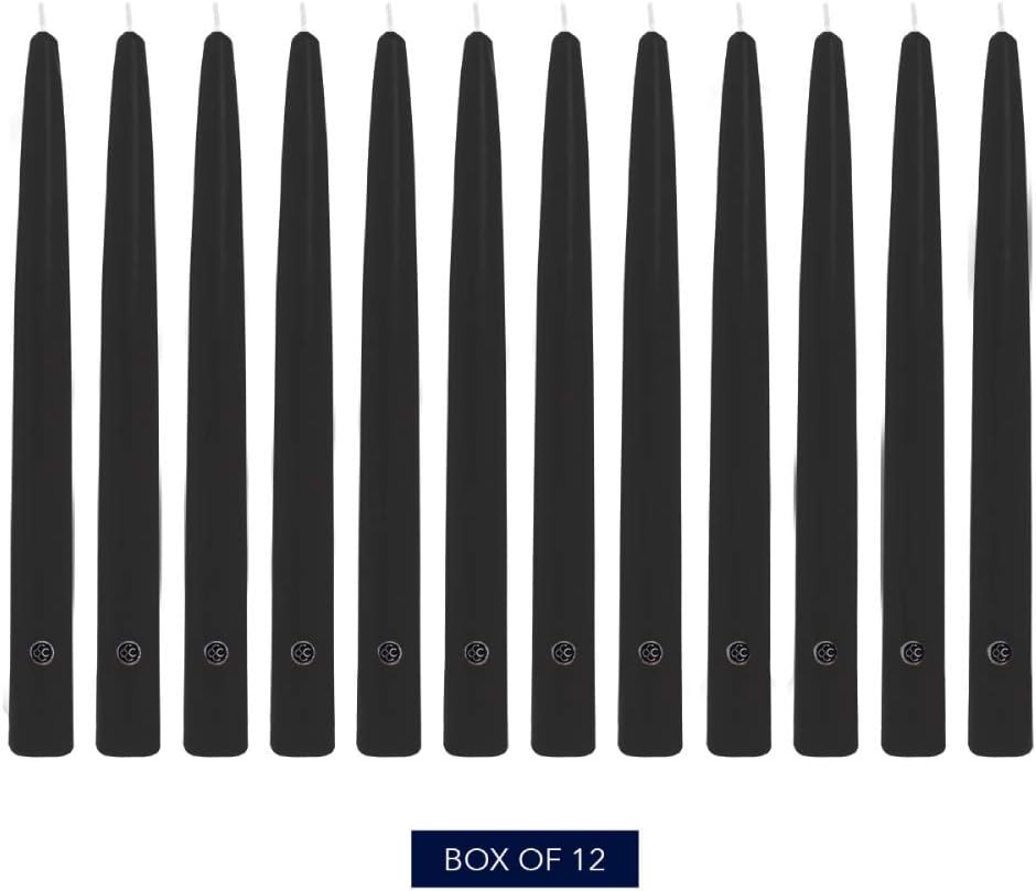 Colonial Candle Unscented Taper Candle, Handipt Collection, Black, 10 in, Pac...