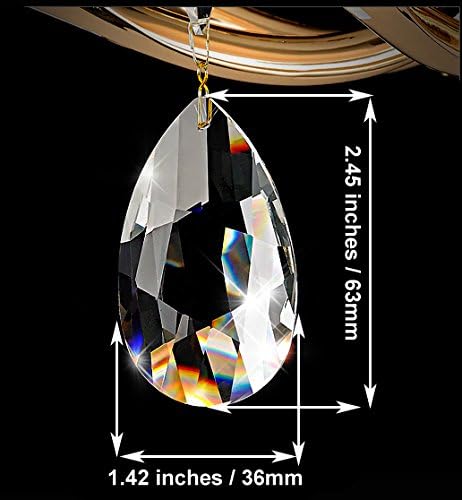 Fushing 20Pcs Chandelier Crystals, Clear Teardrop Crystal Chandelier Pendants Parts Beads, Hanging Crystals for Chandeliers (63mm, Clear)