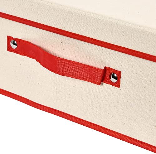 Household Essentials Holiday Gift Wrap Organizer with Lid, Natural and Red